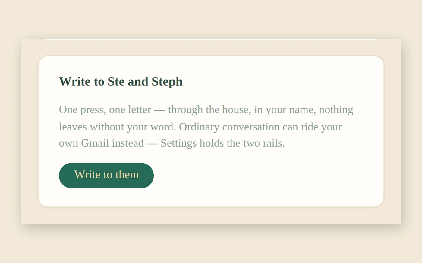A letter drafted in your voice, waiting on your word